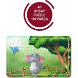 Lipyos Lipyps Sevimli Fil ve Arkadaşı Kuş A3 104 Parça Puzzle Oyuncak Yapboz