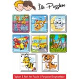 Lipyos Sevimli Arı, Köpek, Kedi, Aydede, Helikopter, Uçak, Hayvanlar, Kediler Oluşan Ahşap Puzzle 4 Parça