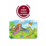 LİPYOS Sevimli Hayvanlar Dinazorlar A3 104 Parça Puzzle, Oyuncak, Yapboz A3 1552