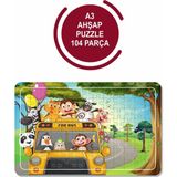 Lipyos Sevimli Hayvanlar Otobüste A3 104 Parça Puzzle, Oyuncak, Yapboz