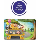 Lipyos Sevimli Hayvanlar Otobüste A4 54 Parça Puzzle, Oyuncak, Yapboz