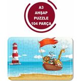 Lipyos Sevimli Hayvanlar Teknede A3 104 Parça Puzzle, Oyuncak, Yapboz