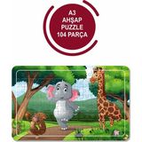 Lipyos Sevimli Hayvanlar, Zürafa, Fil, Sincap A3 104 Parça Puzzle, Oyuncak, Yapboz