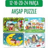 Lipyos Sevimli Tavşanlar ve Biz, Tren, Yılbaşı ve Karda Oyun, Aydede Ahşap Puzzle Seti