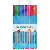 Liqeo 10 Renk Fineliner Kalem İnce Uçlu Keçeli Kalem 0.4 mm Ergonomik Tasarım