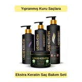 Liquid Keratin #000425 Saç Düzleştirici (4'lü) Keratin Bakım Seti - Kabaran Kuru Sert Saçlar İçin