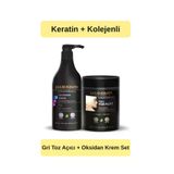 Liquid Keratin EKST0047 Keratinli Gri Toz Açıcı Ve Oksidan Kremli Set (Yakmadan Evde Kolay Saç Rengi Açma) 1000Ml Kuaför Boy