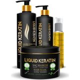 Liquid Keratin Kuru Mat Sert Saçlar İçin Keratin Saç Bakım Seti (4'lü) - Şampuan+Krem+Maske+Keratin Yağı