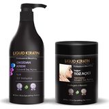 Liquid Keratin Yakmadan Saç Rengi Açma Seti - Oksidan Krem + Gri Toz Açıcı 1000 ml Kuaför Boy