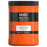 Liquitex 8870367 Basics akrilik boya, monopigmente sanatçı pigmentleri, solmaz, orta viskozite, arşiv kalitesi, ipeksi parlaklıkta kaplama, 946 ml saksı - kadmiyum turuncu renk tonu
