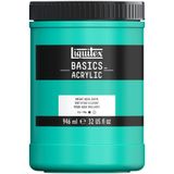 Liquitex 8870369 Basics akrilik boya, monopigmente sanatçı pigmentleri, solmaz, orta viskozite, arşiv kalitesi, ipeksi parlaklıkta kaplama, 946 ml saksı - su yeşili parlak