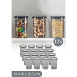 Lira 12'li Set Kare Erzak Saklama Kabı Raf Organizeri Orta Boy 1,2 Litre