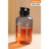 Lirazon 2200 ml Su Şişesi Çift Renk Motivasyon Matara Detoks Çayları Için Uygun Bpa Içermez - Kırmızı - Turuncu