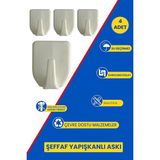Lirazon 4 Adet Kare Yapışkanlı Banyo Askısı Havlu, Bornoz Askısı Çok Amaçlı Güçlü Yapışkanlı Askı