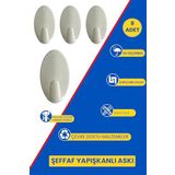 Lirazon 8 Adet Büyük Oval Yapışkanlı Banyo Askısı Havlu, Bornoz Askısı Çok Amaçlı Güçlü Yapışkanlı Askı