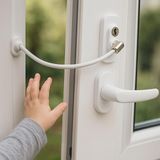 Lirazon Çocuk Güvenlik Kilidi, Pencere ve Kapı Halatlı Anahtarlı Kilit, Beyaz, Vidalı, Sağlam, Çelik Kablolu