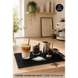 Lirazon Silikon Servis Matı Bar Lastiği– Silikon Kahve Makinesi Pedi Tamper ve Bulaşık Kurutma Matı Barista & Kahve Makinesi Altı Kaymaz Ped 45X30CM