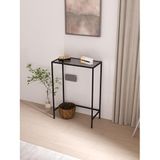 Lirio Metal Dresuar Dekoratif Kahve Köşesi Konsol Siyah Füme Cam 60 cm Antre Hol Sehpası