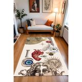 Liriya Dijital Baskı Modern Tarz Kaymaz Taban Leke Tutmaz Makinada Yıkanabilir Salon Halısı Genç Oda Halısı
