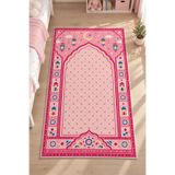 Liriya Dijital Baskı Tok Taban Yumuşak Pembe Kaymaz Taban Seccade Namazlık 70x110