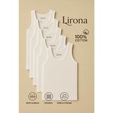 Lirona %100 Pamuklu 5'li Erkek Çocuk Örme Ribana Atlet Nefes Alabilen Esnek ve Yumuşak - Beyaz - 3 - 4 Yaş