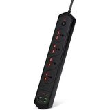 Lisa Butik 10 Girişli 4+4 USB + 2 Type-C Çoklu Priz 2 M Kablolu Akım Korumalı Anahtarlı Uzatma Grup Priz 3000W - Siyah