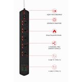 Lisa Butik 10 Girişli 4+4 USB + 2 Type-C Çoklu Priz 2 M Kablolu Akım Korumalı Anahtarlı Uzatma Grup Priz 3000w
