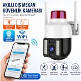 Lisa Butik 1080P Speed Dome Ip Wifi Kablosuz Dış Mekan Camera Çakarlı Güvenlik Kamerası - Beyaz