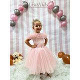 Lisa Kids 1-5 Yaş Kısa Kuyruklu Abiye Elbise - 2 Yaş - Pudra