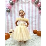 Lisa Kids 1-5 Yaş Kısa Kuyruklu Abiye Elbise - 4 Yaş - Gold