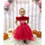 Lisa Kids 1-5 Yaş Kısa Kuyruklu Abiye Elbise - Kırmızı
