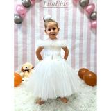 Lisa Kids 1-5 Yaş Kısa Kuyruklu Abiye Elbise - Krem