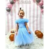 Lisa Kids 1-5 Yaş Kısa Kuyruklu Abiye Elbise - Mavi