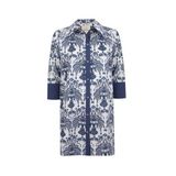LISA LINA Lacivert Beyaz Uzun Plaj Elbisesi, L/XL, 5003277394, Lacivert - Beyaz, Kadın