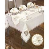 Lisa Linen Krem 26 Parça 12 Kişilik 160 × 260 Cm Çeyizlik Premium Yemek Masa Takımı