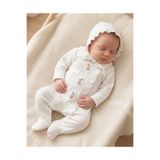 lisaloom baby & kids %100 Pamuk Tavşan Nakışlı Fırfırlı Bebek Tulum ve Şapka Seti