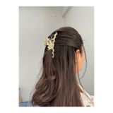 Lisana Zirkon Taşlı Pinterest Model Kelebek Kanat Gold Renk 12cm Metal Mandal Toka