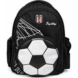 Lisanslı 3D Futbol Topu Baskılı Okul Çantası - 2 Bölmeli Siyah Sırt Çantası