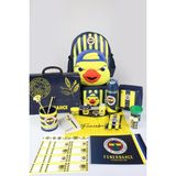 Lisanslı Fenerbahçe Yellow Collection Full Kırtasiye Seti 3D Baskılı Küçük Boy Anaokul,Saplı Klasör ve Kalem Çantası,Beslenme Kabı ve 500 Ml Matara Seti - 1 - Lacivert