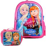 Lisanslı Frozen Okul Çantası ve Beslenme Çantası - Sırt Çantası - Pembe - 38x30