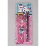 LİSANSLI HELLO KITTY 5'Lİ KIRTASİYE SETİ CETVEL, 2 ADET KURŞUN KALEM,SİLGİ VE KALEMTRAŞ - 12M-Krem