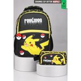 Lisanslı Pokemon Electric Shadow Collection Büyük Boy Okul Çantası ve Kalem Çantası - 1 - 00-Siyah