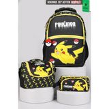 Lisanslı Pokemon Electric Shadow Collection Büyük Boy Okul Çantası,termoslu Beslenme ve Kalem Çantası - 1 - 00-Siyah