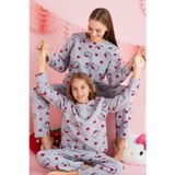 Lisanslı Polar Çok Renkli Bisklet Yaka Pijama Takım HK316