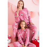Lisanslı Polar Çok Renkli Bisklet Yaka Pijama Takım HK333