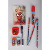 Lisanslı Spıderman 9 Parça Kırtasiye Seti Uçlu Kalem,bloknot,3 Adet Kurşun Kalem,kalemtraş,roket Silgi - Kırmızı - 1
