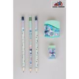 LİSANSLI STITCH 3 ADET SİLGİLİ KURŞUN KALEM , SİLGİ VE ÇİFT BIÇAKLI Kalemtıraş KIRTASİYE SETİ