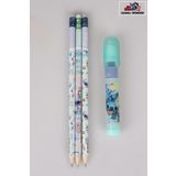 LİSANSLI STITCH 3 ADET SİLGİLİ KURŞUN KALEM VE ROKET SİLGİ KIRTASİYE SETİ