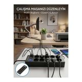 Lisinya Akım Korumalı 10'lu Çoklu Priz USB-A ve Type-C Şarj Çıkışlı - Lisn-UCZZ10LUPRZ3680W-4-3434-ER