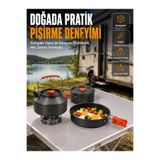 Lisinya aluminyum katlanabilir kulplu caydanlik tencere tava outdoor yemek seti LisinNn-UCZZDPKAMPSET-1-3434-NUR